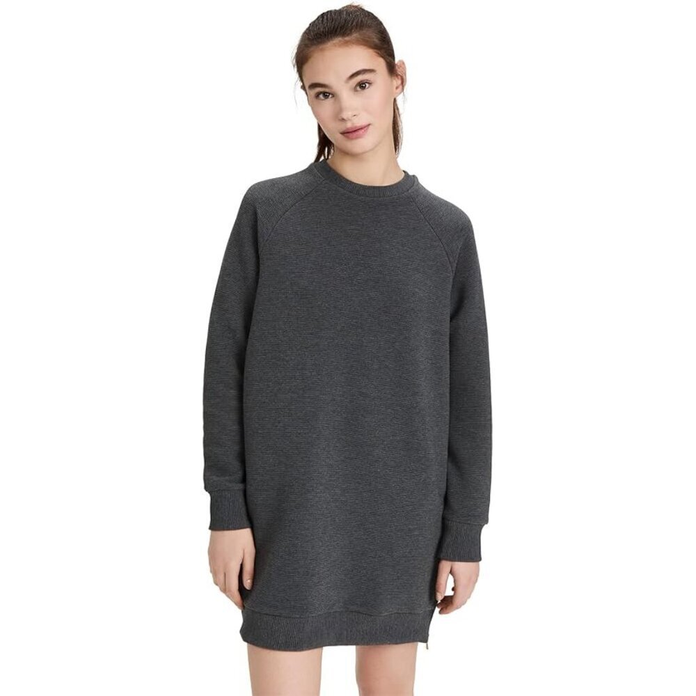 Varley Albret Sweatshirt Dress Ottoman Fabric in Dark Charcoal Gray Marl, size S